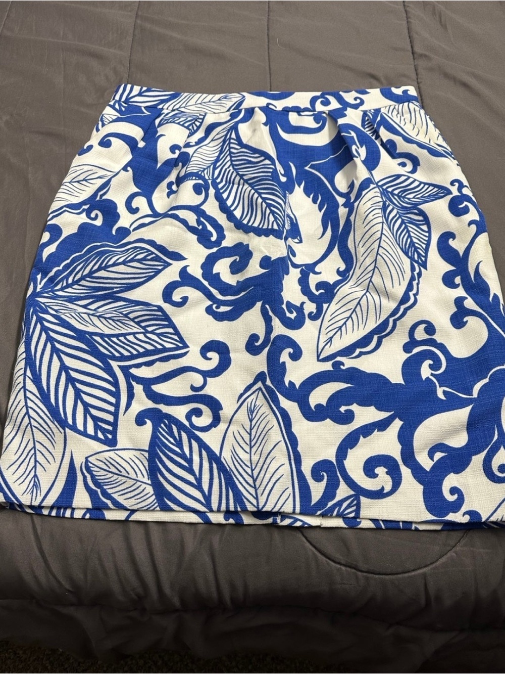Blue and White Floral Pencil Skirt